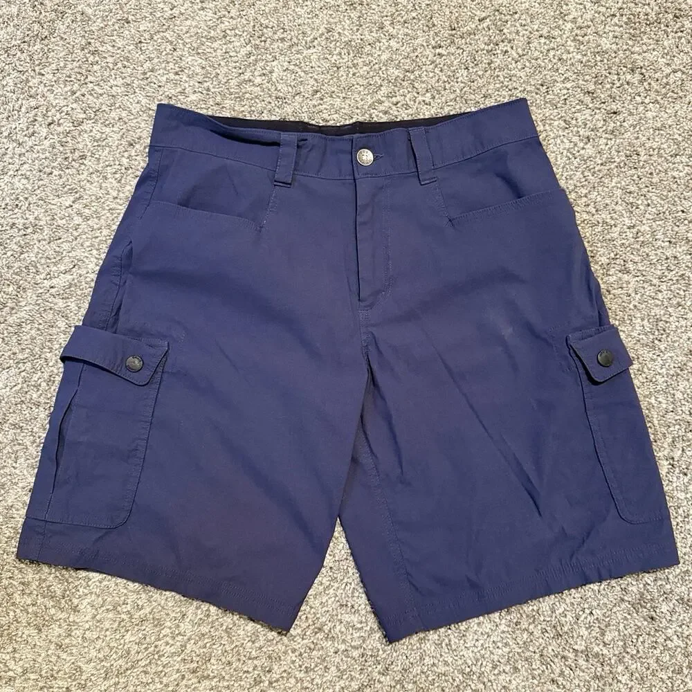 Orvis Voyager Shorts Mens 32 Navy Blue Cargo Zip Pocket Travel Outdoor